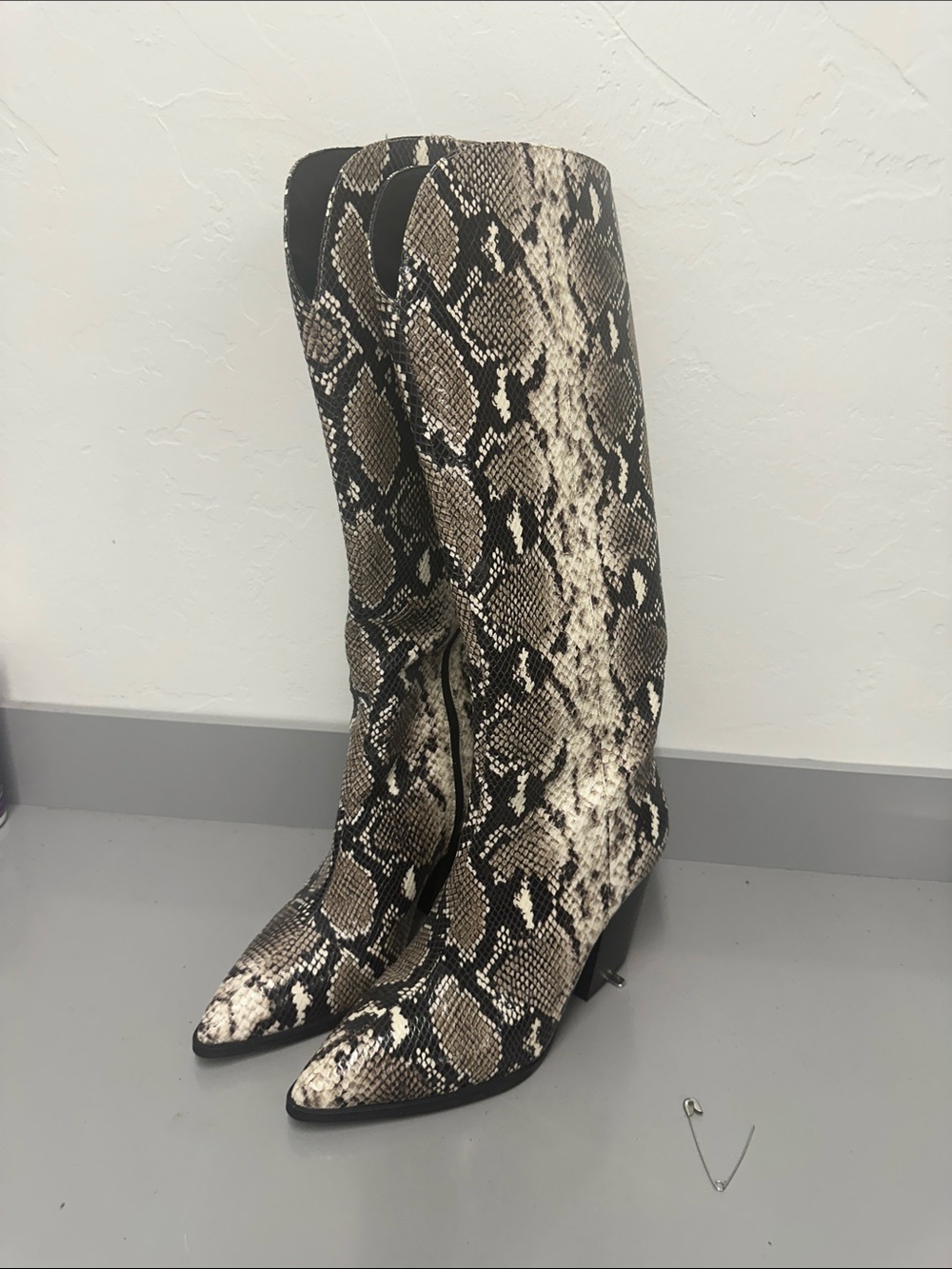 INC International Concepts Snake-Print Over-the-Knee Boots - Black & Brown